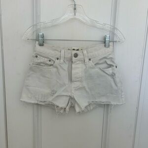 Free People We The Free Jean Shorts White Distressed Denim